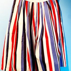 Striped Full Midi Skirt with pockets